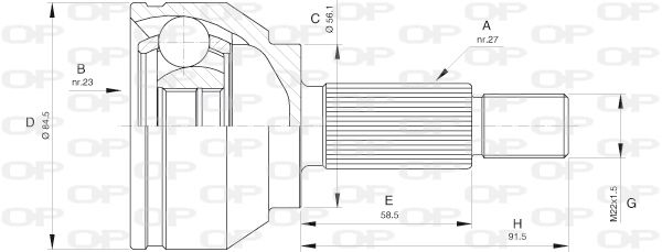 OPEN PARTS Шарнирный комплект, приводной вал CVJ5582.10